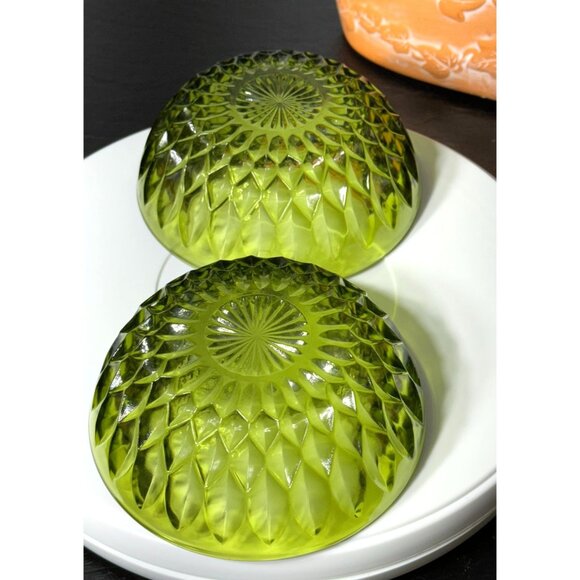 Vintage Indiana Glass Mt. Vernon Green Salad Bowls x 2 - Picture 12 of 12